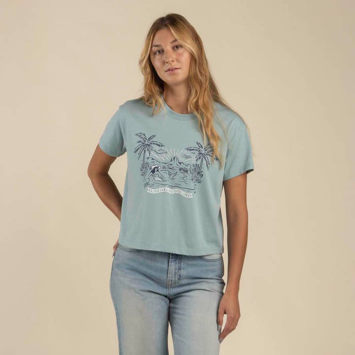Sendero Provisions Company - Wholesale Screen Printed T-Shirt - Women's - Mirage Crop Tee