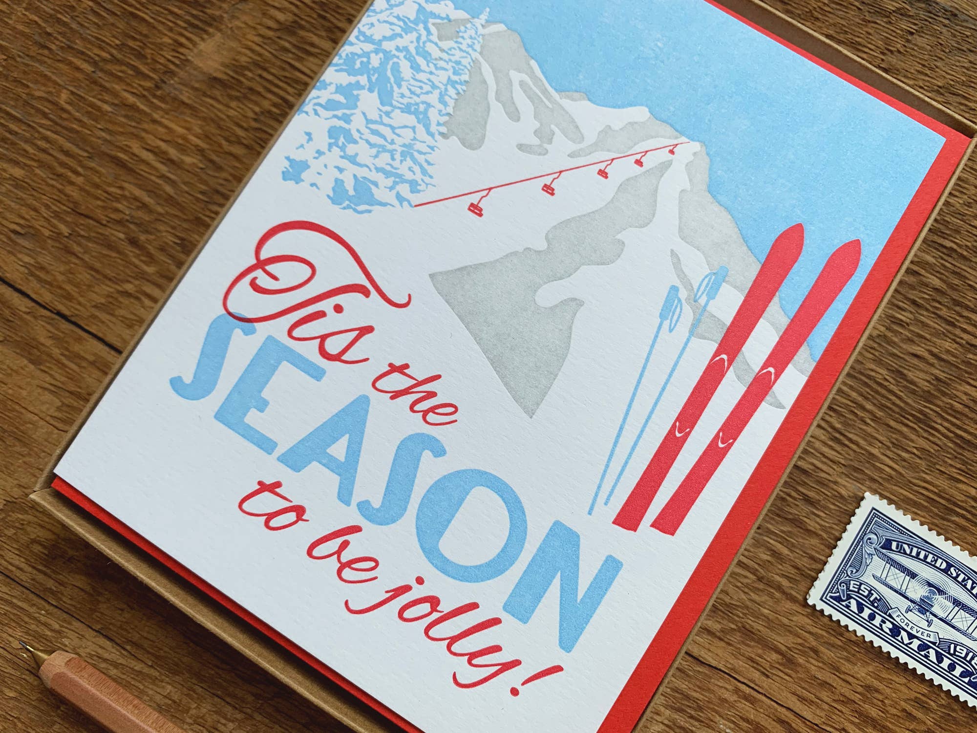 Noteworthy Paper & Press - Wholesale Season's Greetings Card - Tis Skis Card4