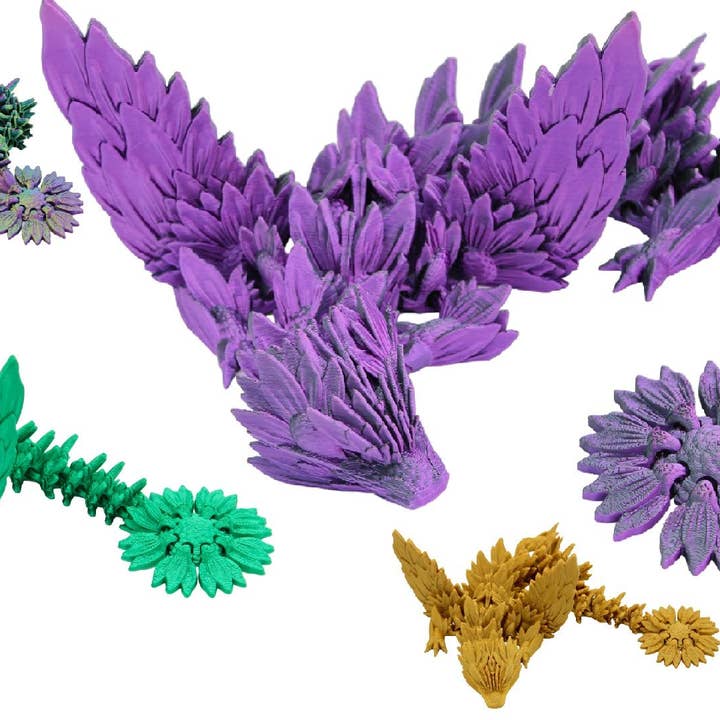 Sunflower Wing Dragon Fidget Toy - Articulated Dragon for wholesale by Acworth Alchemist