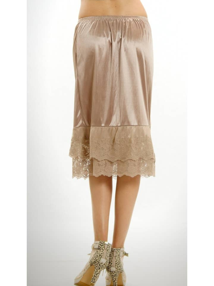 Shop Lev - Wholesale Skirt - Women's - Women Long Double lace Satin Half Slip Skirt Extender