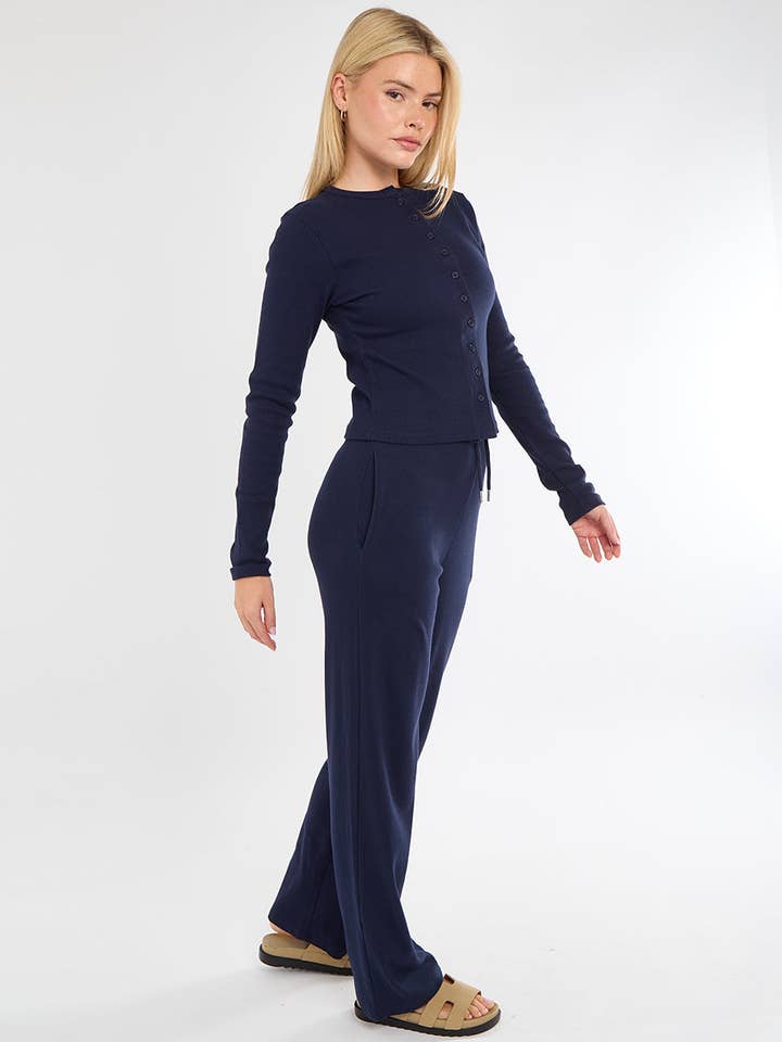 AX Labels - Wholesale Top & Pant Set (NOT Loungewear) - Women's - Ribbed Front Button Detail Top & Wide Leg Trouser Co-ord69