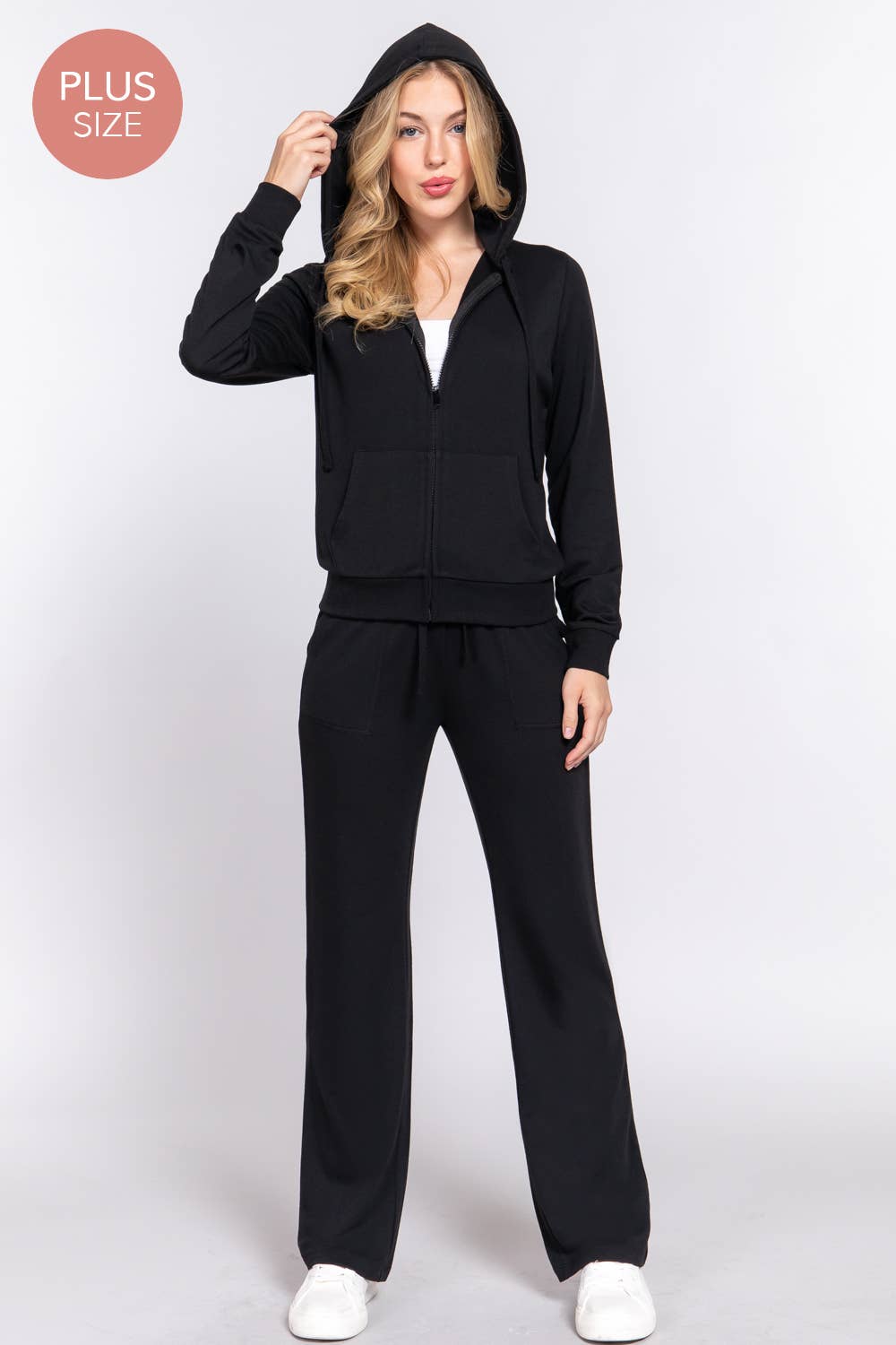 Active Basic | Active USA - Wholesale Lounge Set - Women's - [PLUS SIZE] Long Slv Hoodie Jacket & Pants Sweatsuit Set  28