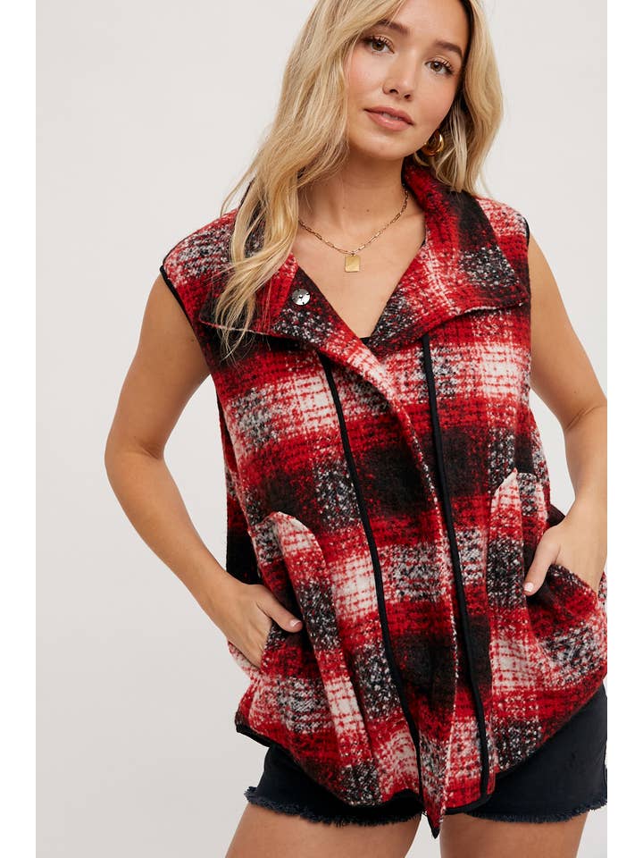 Bluivy - Wholesale Outerwear Vest - Women’s - FLANNER PLAID VEST22