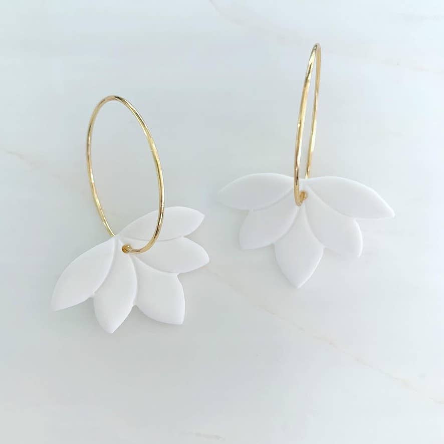 Pluck - Wholesale Hoop Earrings - White lotus0