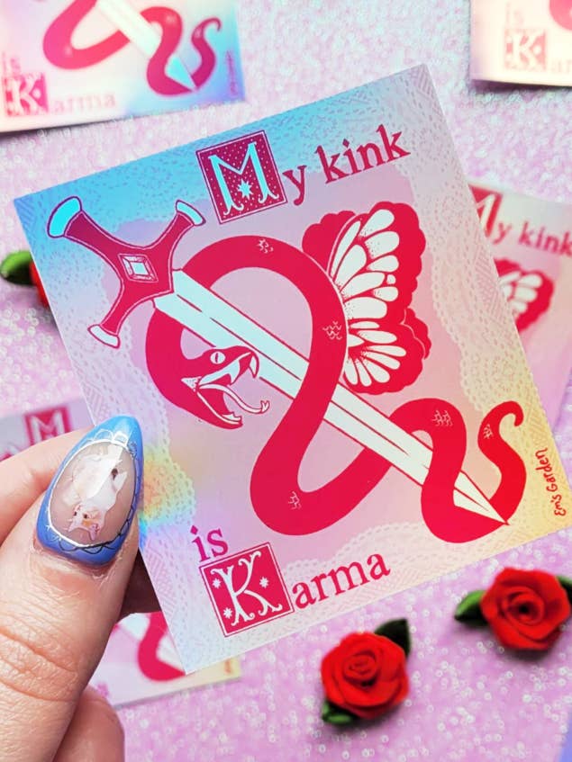 My Kink Is Karma Holographic Sticker | Year of the Snake for wholesale by Em's Garden