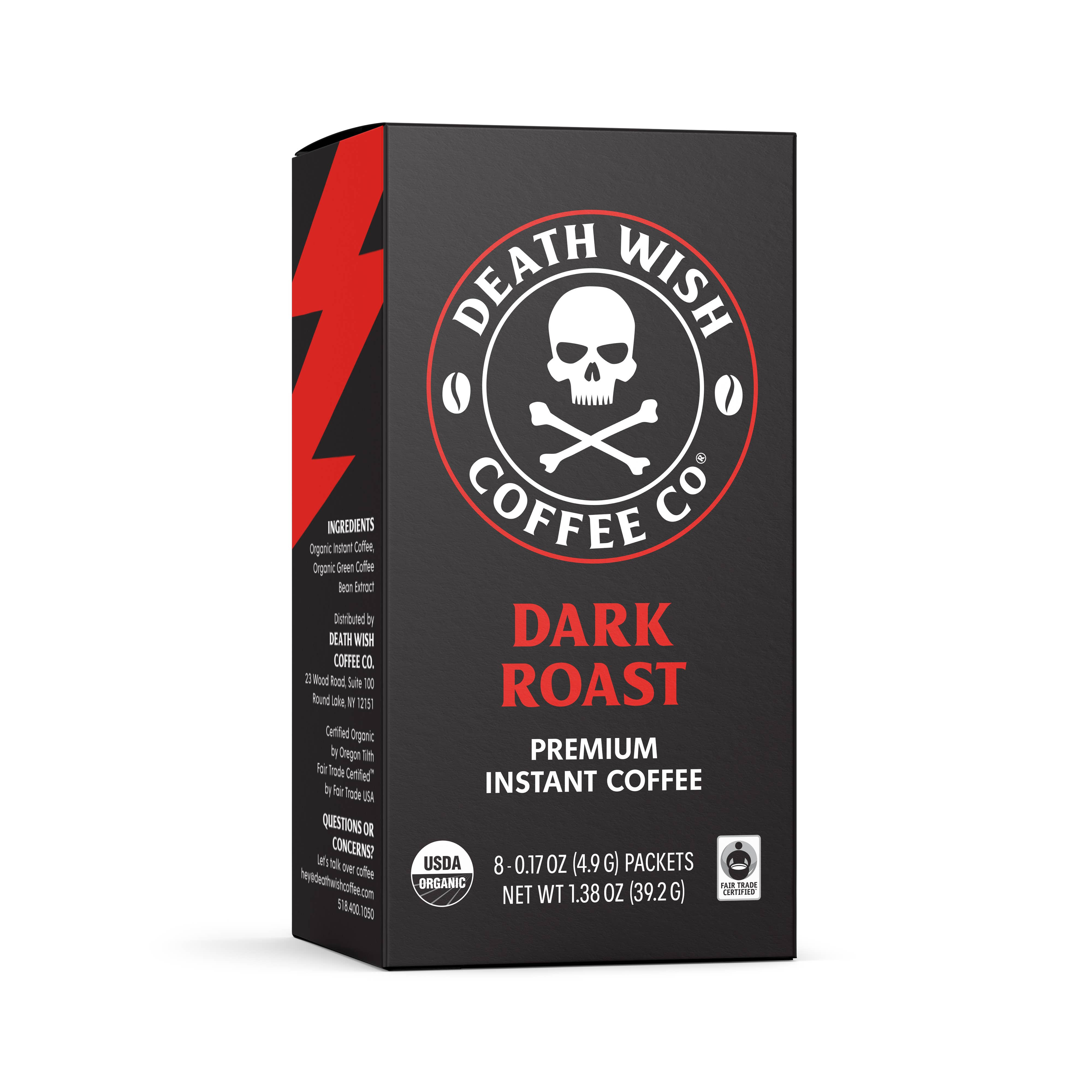 Death Wish Coffee - Wholesale Instant Coffee/Espresso - Dark Roast Instant Coffee - Case of 8