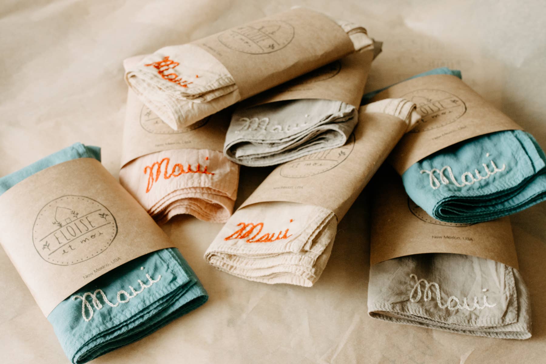 Eloise et moi - Wholesale Bandana - Women's - Hand embroidered hand dyed organic cotton bandana - Oui ban11