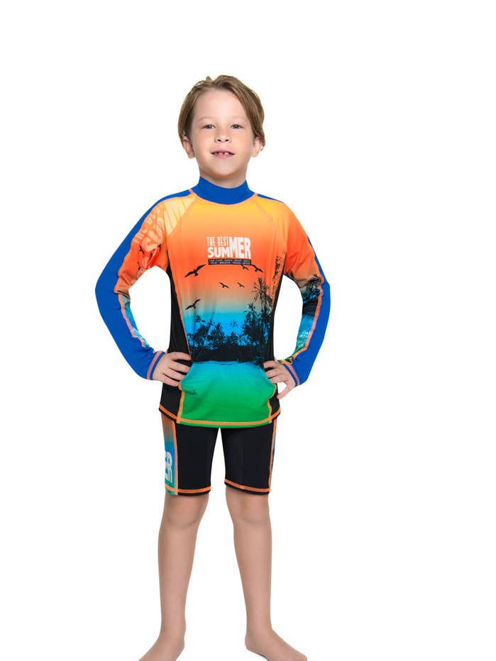 Conjunto de baño de manga corta: licra y bañador shorts714 para venta al por mayor de Color Fingers