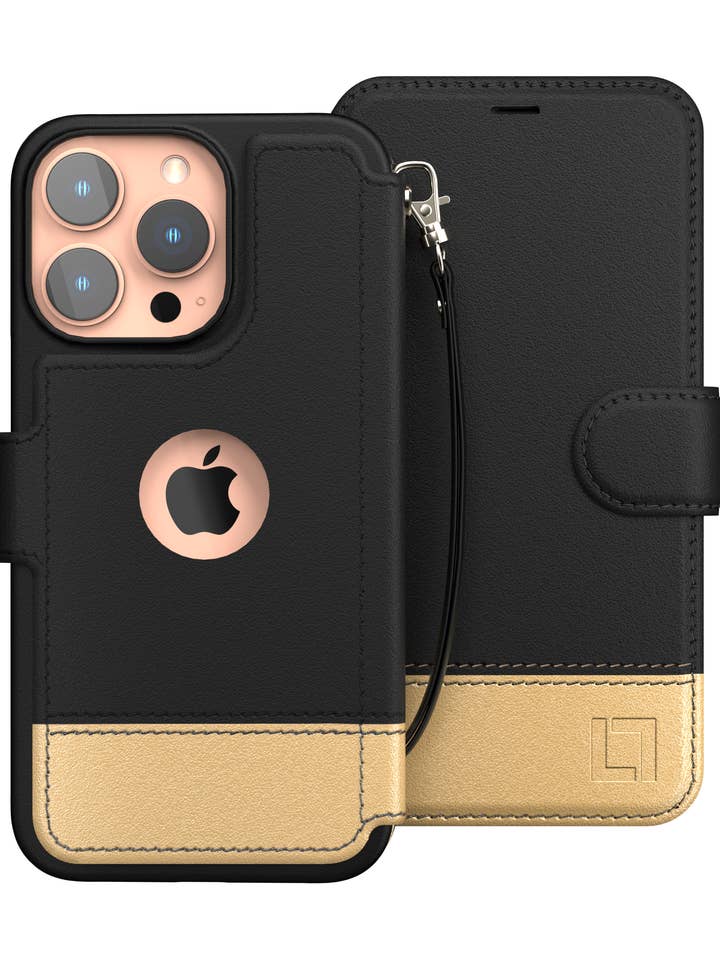 Étui portefeuille en cuir pour iPhone 15 Pro Max - Golden Dusk pour la vente par LUPA Legacy