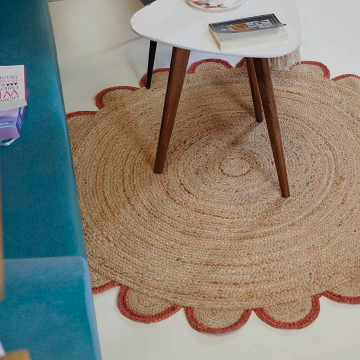 Alfombra Redonda Natural de Yute con Borde Rojo para el Hogar para venta al por mayor de Chouhan Rugs