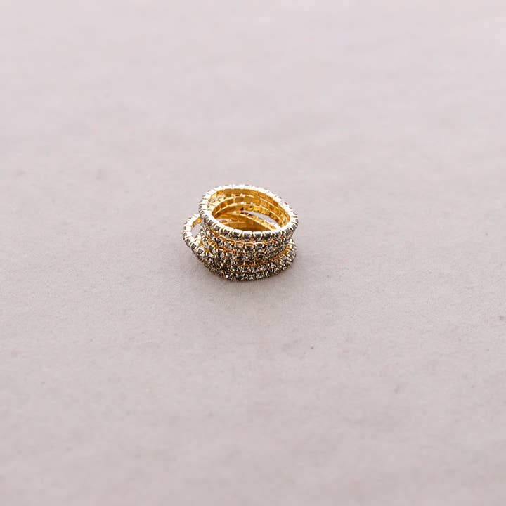 Sonata - Wholesale Snap Jewelry - Elastic Ring Set 6 Strips Crystals6