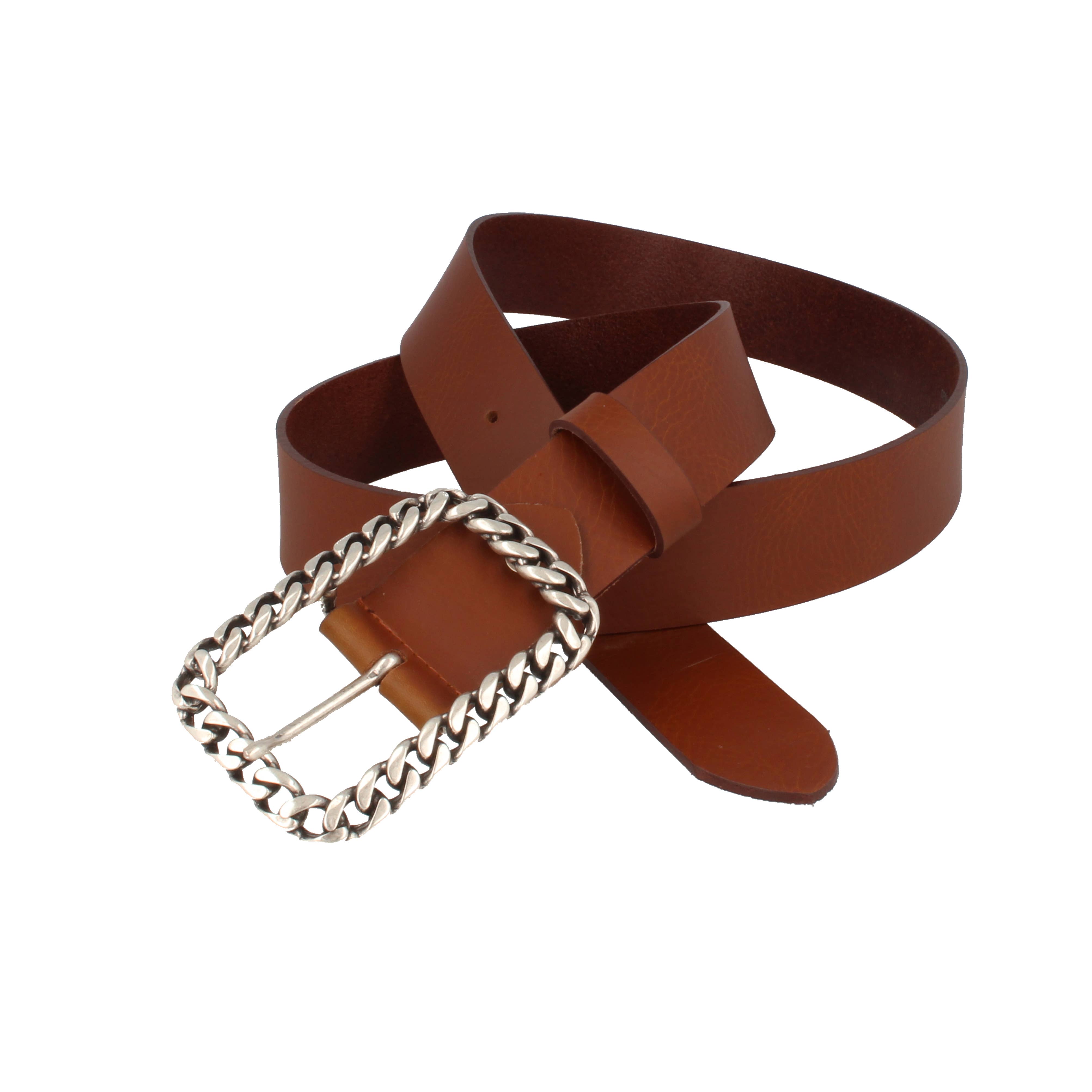 Invecchiato women's leather belt, chain buckle, cognac brown for wholesale on Faire1