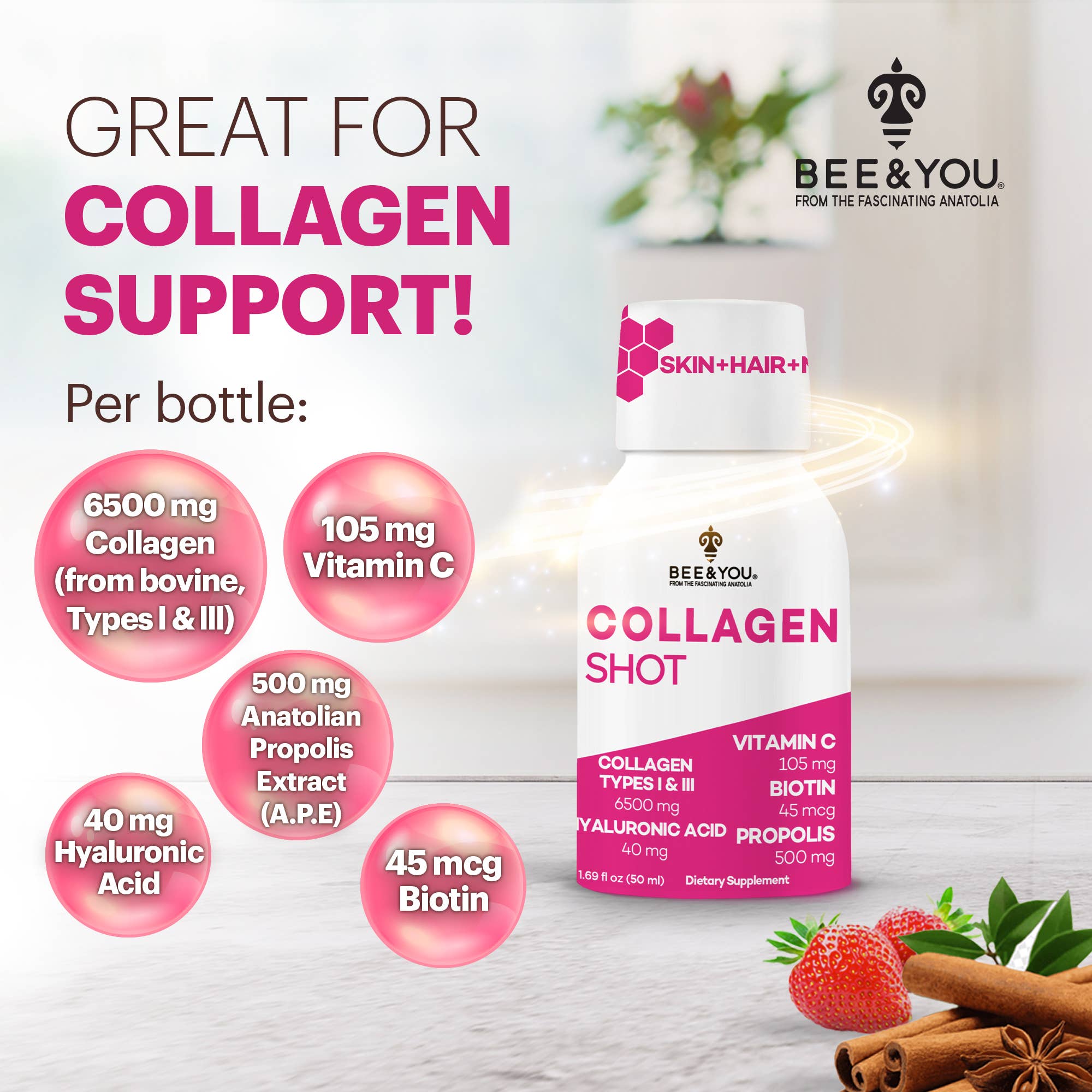 BEE&YOU – wholesale Oral supplement/vitamin – Collagen Liquid Shot Drink for Adults x 123