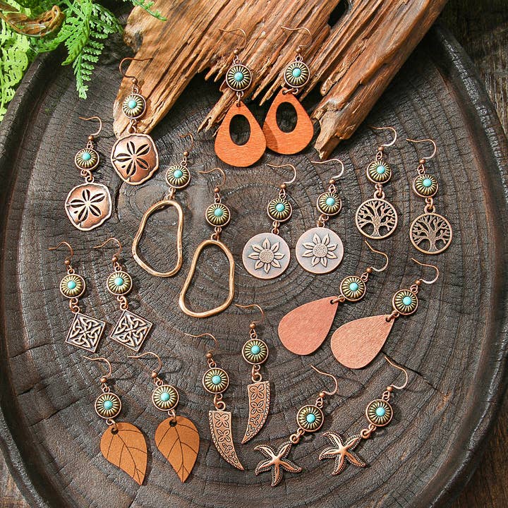 Boheemse geometrische metalen oorbellen — creatief ontwerp voor dames voor wholesale door Halcyon Outfitters®