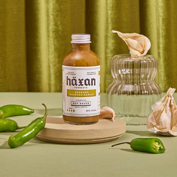 Haxan Ferments - Wholesale Hot Sauce - Serrano Roasted Garlic Artisanal Hot Sauce - Zesty & Smokey2