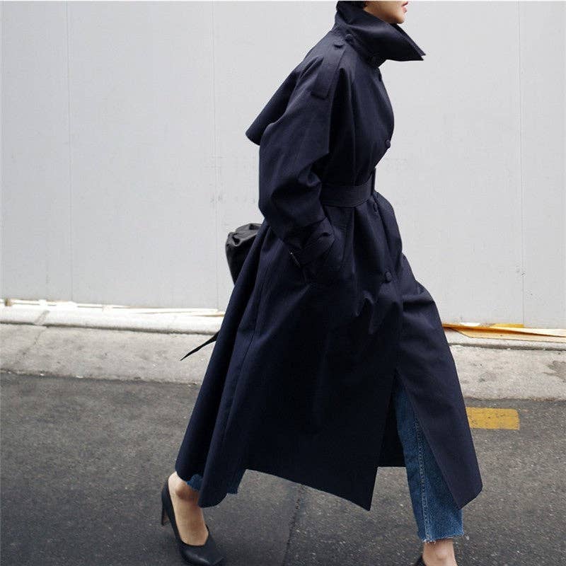 UZ Wholesale Store – wholesale Trenchcoat - Dam – Långärmad enfärgad trenchcoat med slips1