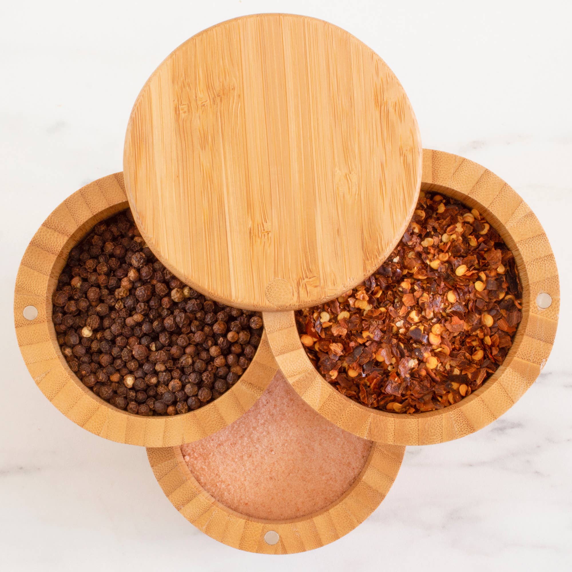 Totally Bamboo - Wholesale Food Storage Container - Triple Salt Box, 3-Tier Salt Cellar Storage Box4