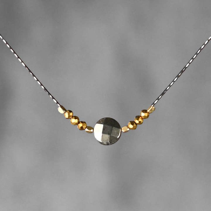 Delicate Beaded Neck (Pyrite & Gold Crystals) for wholesale by KBD Studio