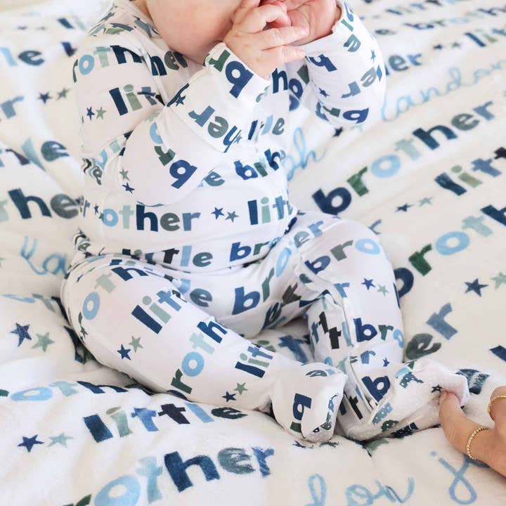 Caden Lane - Wholesale Sleepsuit - Baby - Little Brother Zipper Footie1