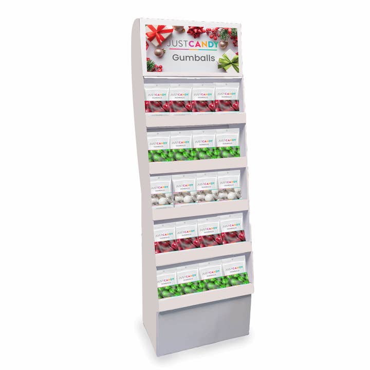 Floor Display with Christmas Gumballs - 60 units for wholesale by Just Candy