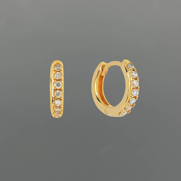 Afgeronde Pave CZ Clicker Oorringen voor wholesale door Something Silver