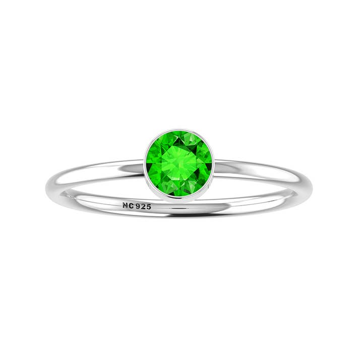 Nature Crafts - Wholesale Single Stone/Solitaire Ring - Natural Chrome Diopside Stackable Rings for Women in Silver5