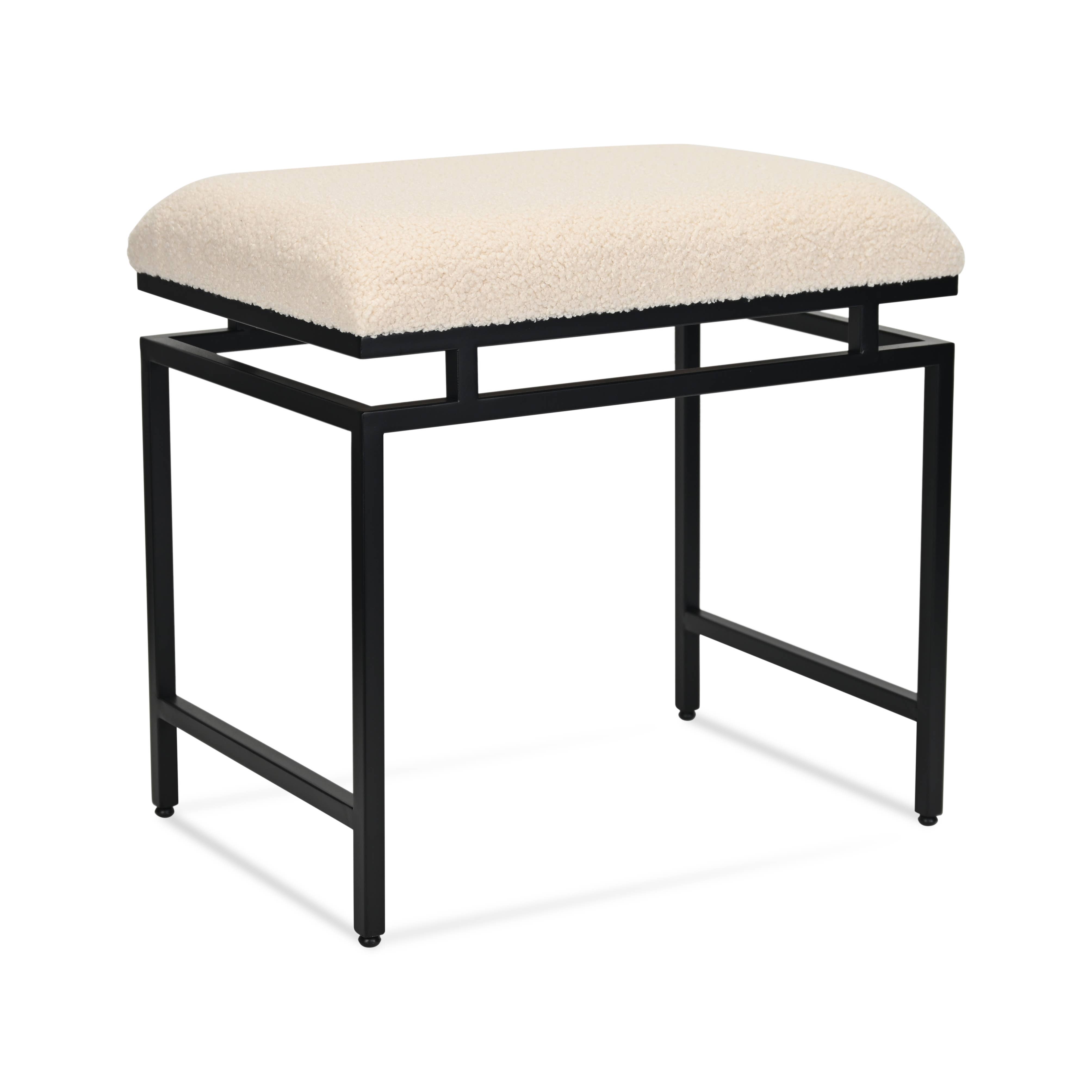 Cheungs Home Decor - Wholesale Bench - Trion Linear Black Bench With Cream Boucle Upholstery