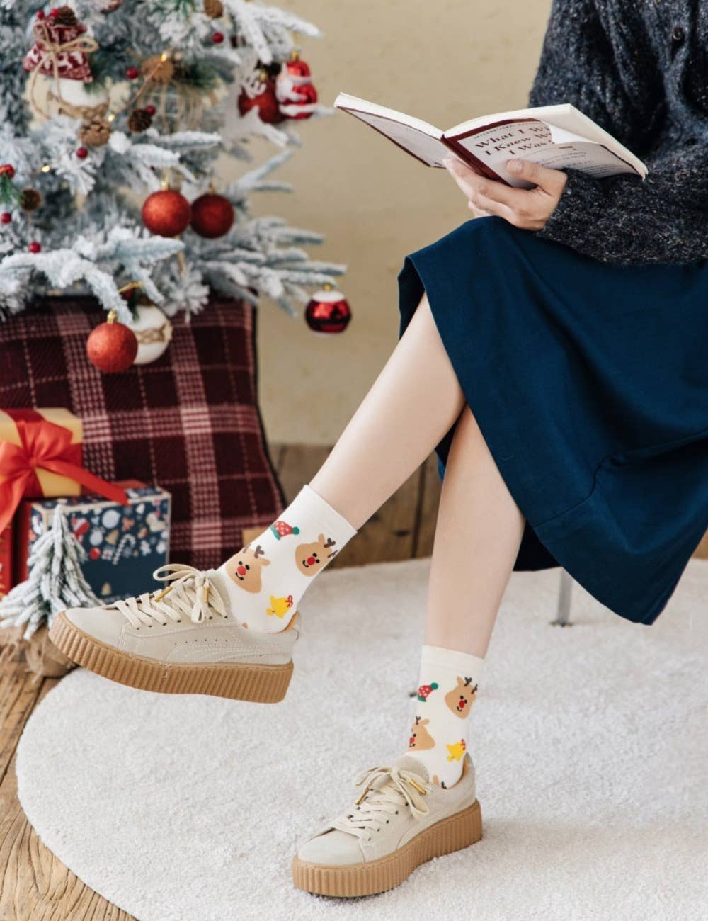 Sweetkama - Vente Chaussettes – femme - Chaussettes au-dessus de la cheville Joyeux Noël pour femmes SKASC41785