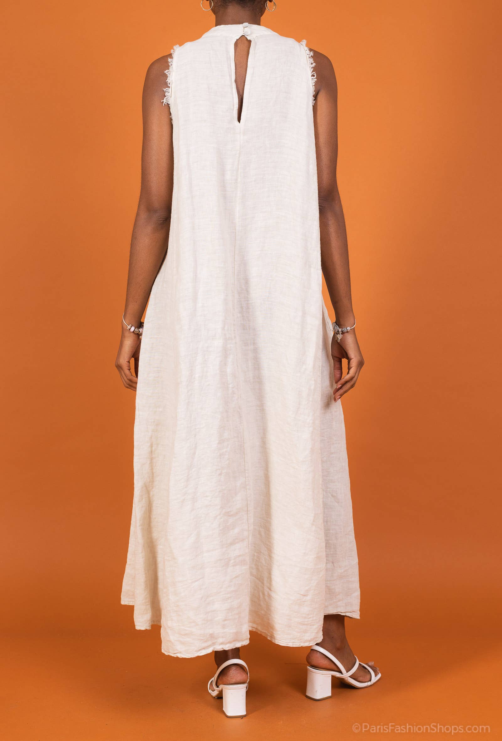 Shyloh - Vente Robe – femme - Robe longue et large en lin à col montant 149773