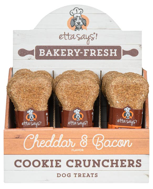 Pet Palette Distribution - Wholesale Pet Treats - Dog - Etta Says! Cookie Crunchers Cheddar & Bacon Dog Treat 24ct