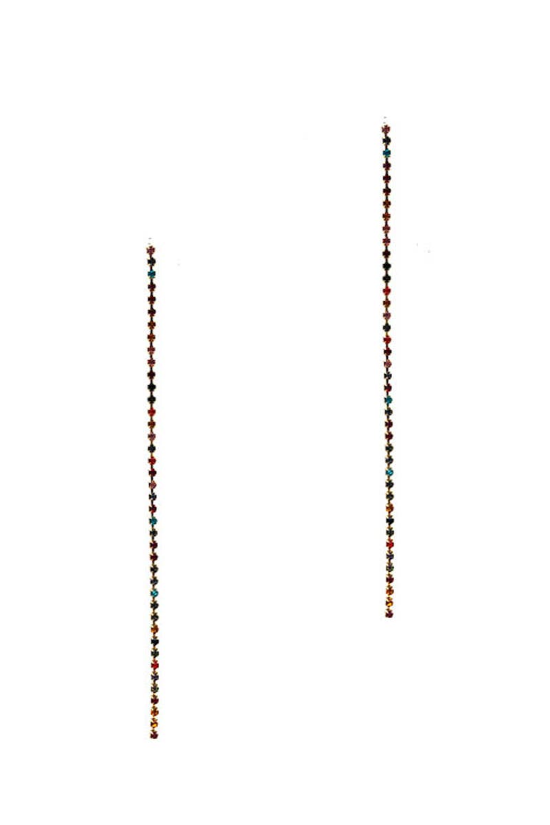 JOIA ACCESSORIES – wholesale Dangle earrings – COLOR RHINESTONE LINE DROP THREAD EARRING, GE 30100