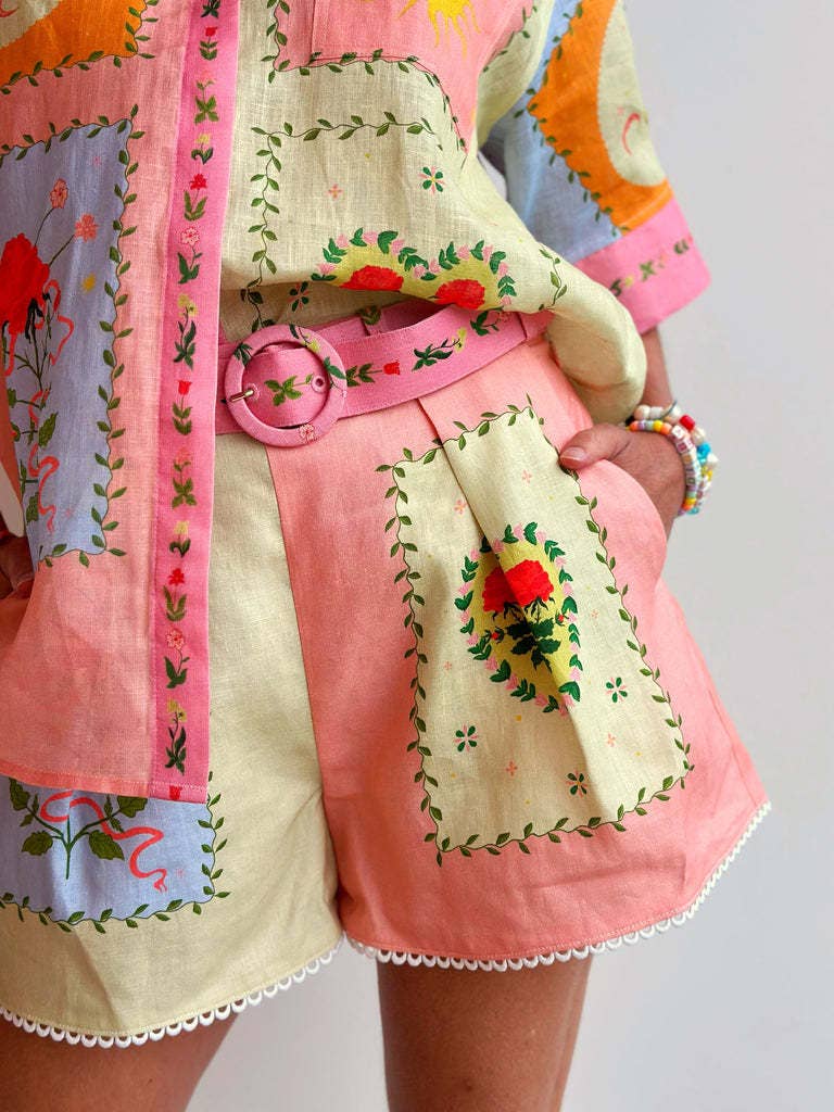 Bild Färg Set med skjorta och shorts i linne för wholesale på Faire3