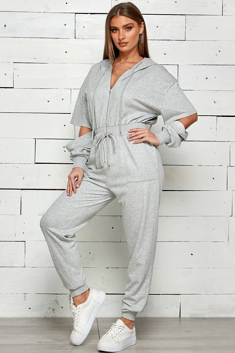 Shop Michella – Großhandel Jumpsuit – Damen – FRENCH TERRY OVERALL MIT KAPUZE UND REISSVERSCHLUSS8