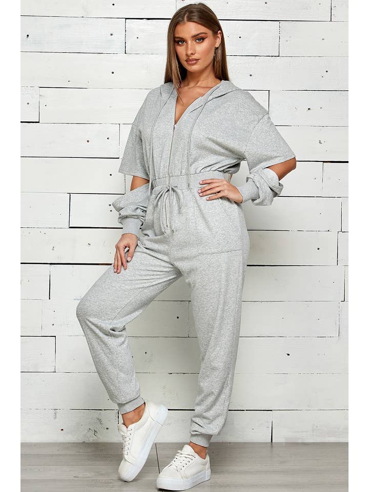 Shop Michella – Großhandel Jumpsuit – Damen – FRENCH TERRY OVERALL MIT KAPUZE UND REISSVERSCHLUSS8