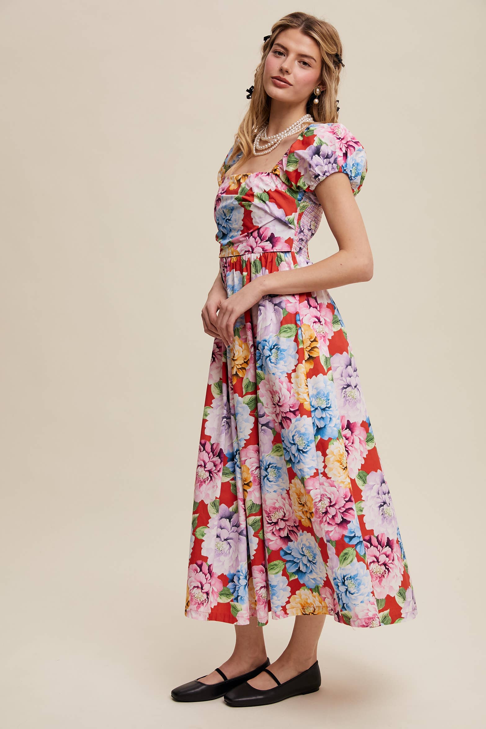 Listicle - Vendita all'ingrosso Vestito - Donna - Abito romantico a fiori con maniche a sbuffo15