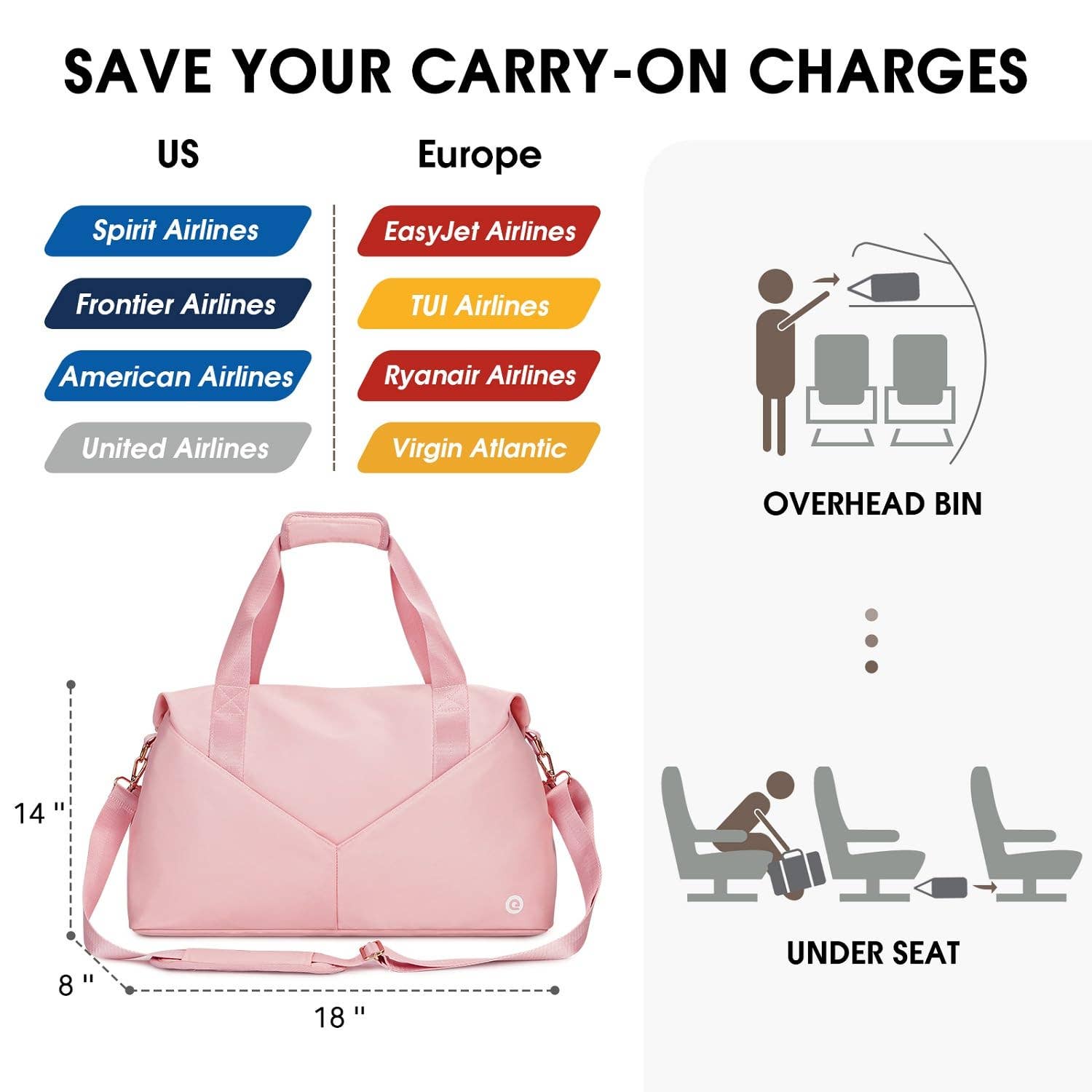 wandf - Wholesale Weekender Bag - Women's - Underseat Carry-on Luggage Duffel Bag Weekender Overnight31