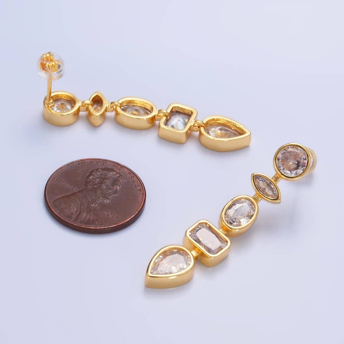 Aim Eternal – wholesale Dangle earrings – 24K Gold Filled Clear CZ Geometric Drop Stud Earrings | AI4963