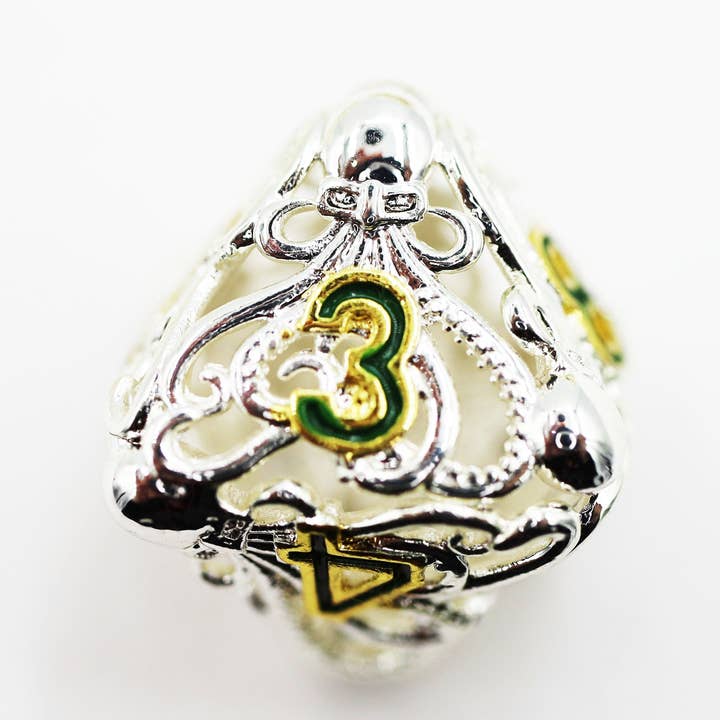 Mind Eater: Celestial - Hollow Metal RPG Dice Set for wholesale by Foam Brain Games