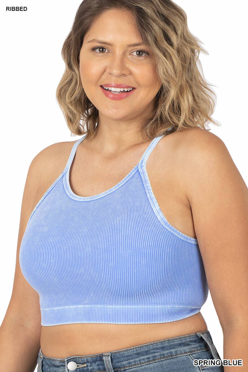 42POPS - Vente Débardeur – femme - Débardeur court sans coutures à lavage vintage grande taille15