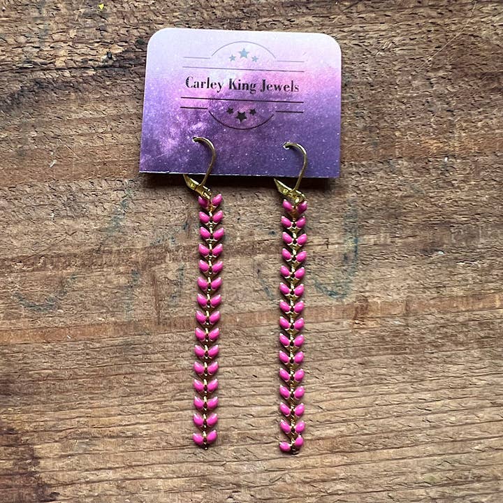 Cherry Enamel Herringbone Earrings for wholesale by Carley King Jewels