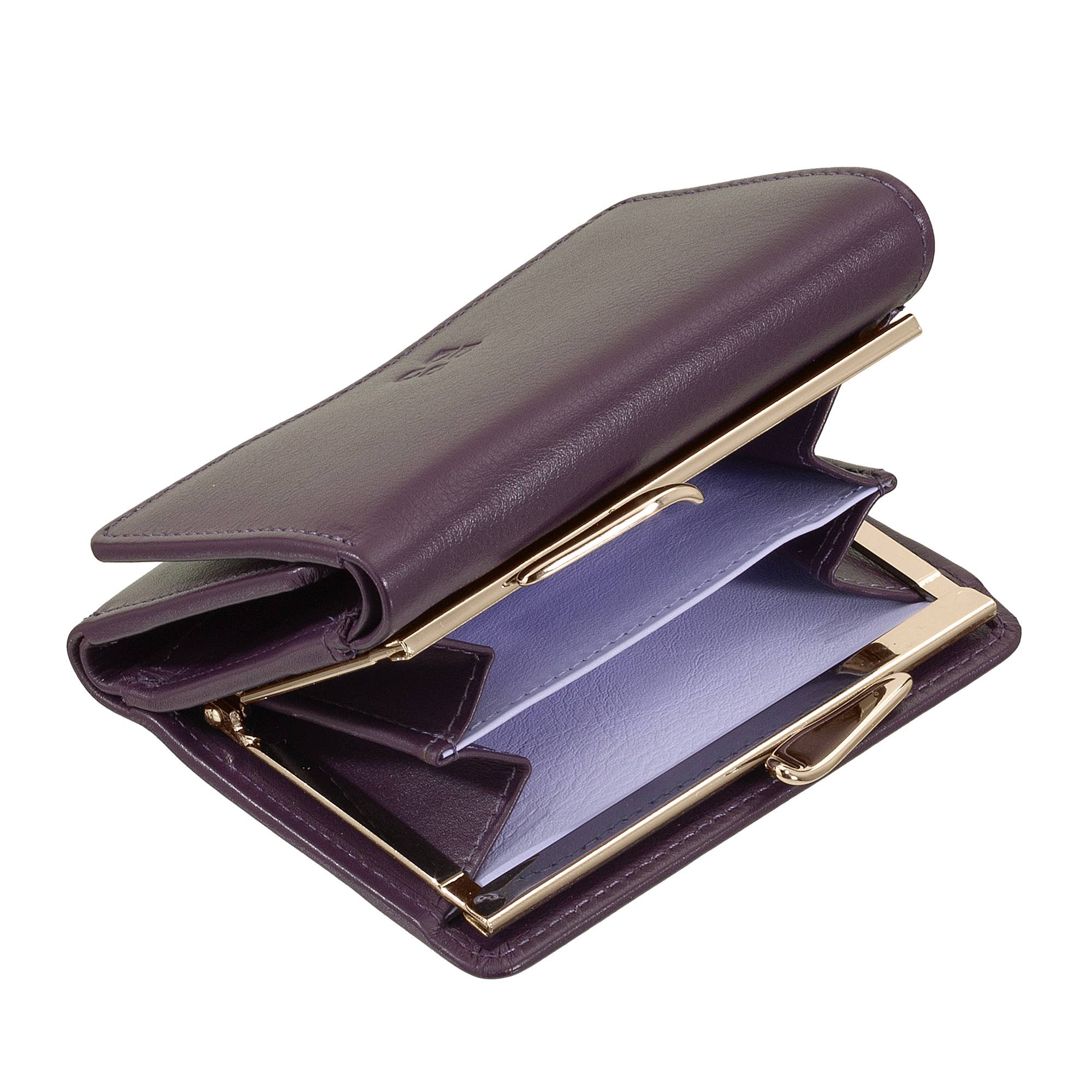 dudu - Vendita all'ingrosso Portafogli - Donna - Portafoglio Compatto in Pelle da Donna Dudu Clic Clac Viola Scuro4