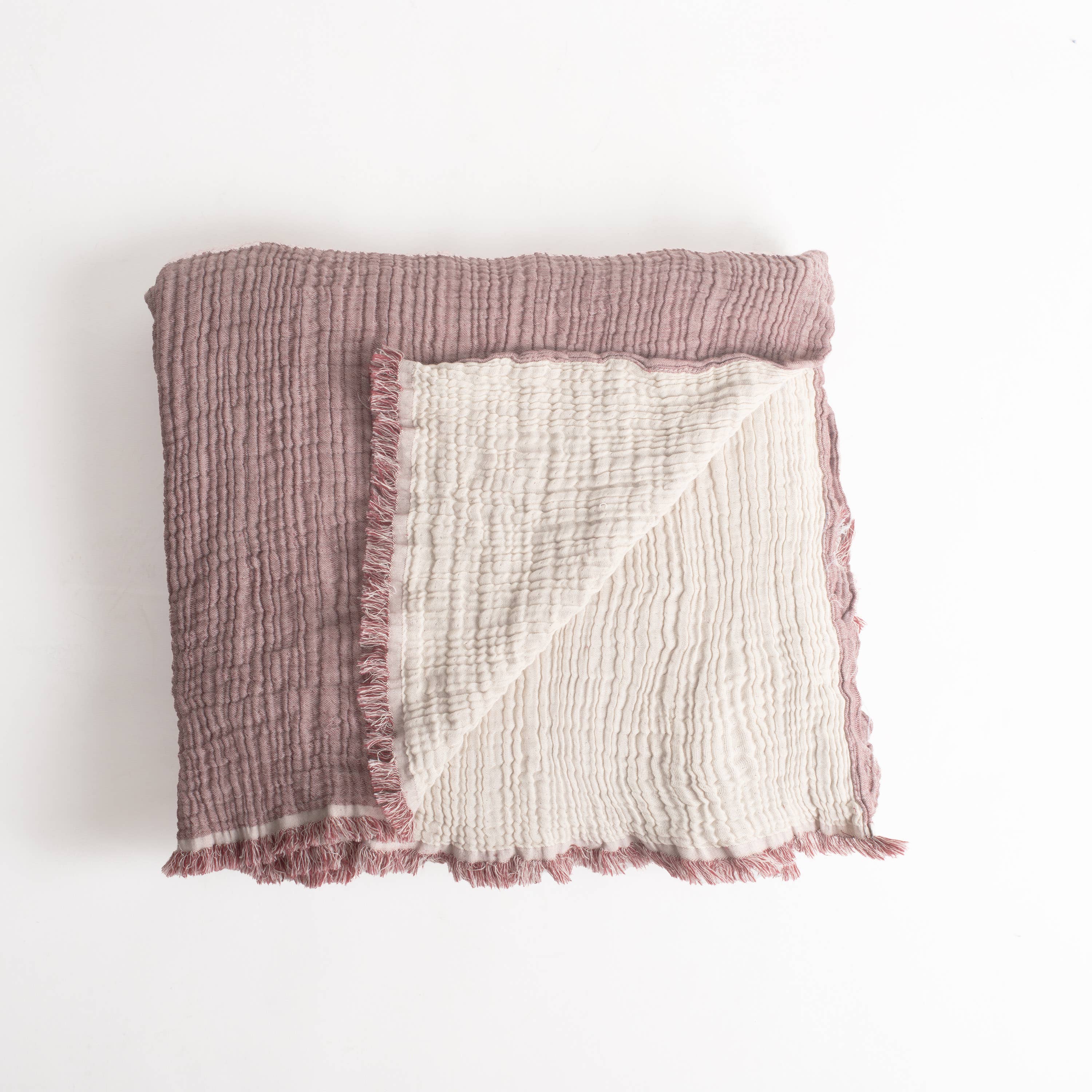 Vivamaison - Vente Plaids - Couvre-lit en mousseline frangé 100 % coton doux, 4 couches premium78