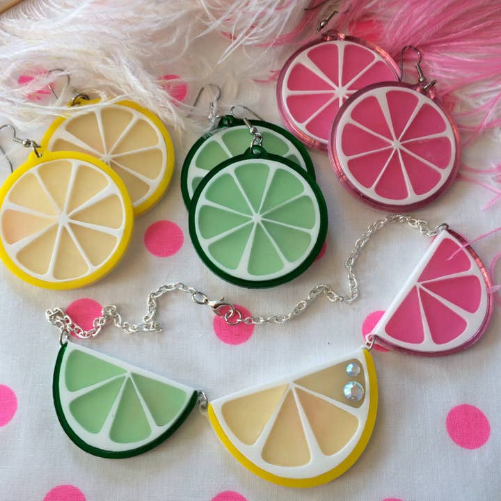 I'm Your Present - Wholesale Pendant/Charm Necklace - Fruit Slice Necklace, Laser Cut Acrylic, Plastic Jewelry