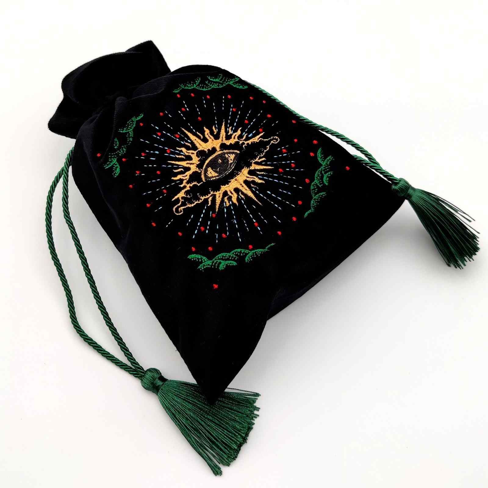 LA MUCI DESIGN - Wholesale Drawstring Bag - Unisex - Black Velvet Tarot Bag – Embroidered Mystical Tarot Pouch 1