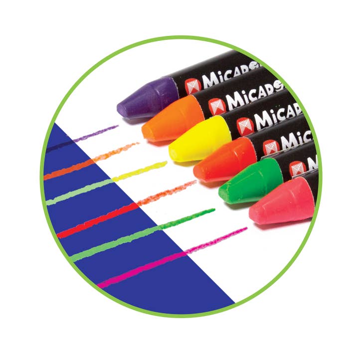 MacPherson's - Wholesale Crayons - Kids & Baby - Micador Dark Arts, Neon Glow Crayons Pack, 6-Crayon Set