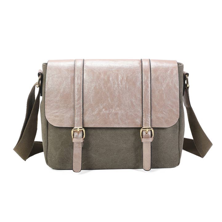 INES DELAURE - Wholesale Shoulder bag – women's - Dual-material shoulder bag in very light canvas3