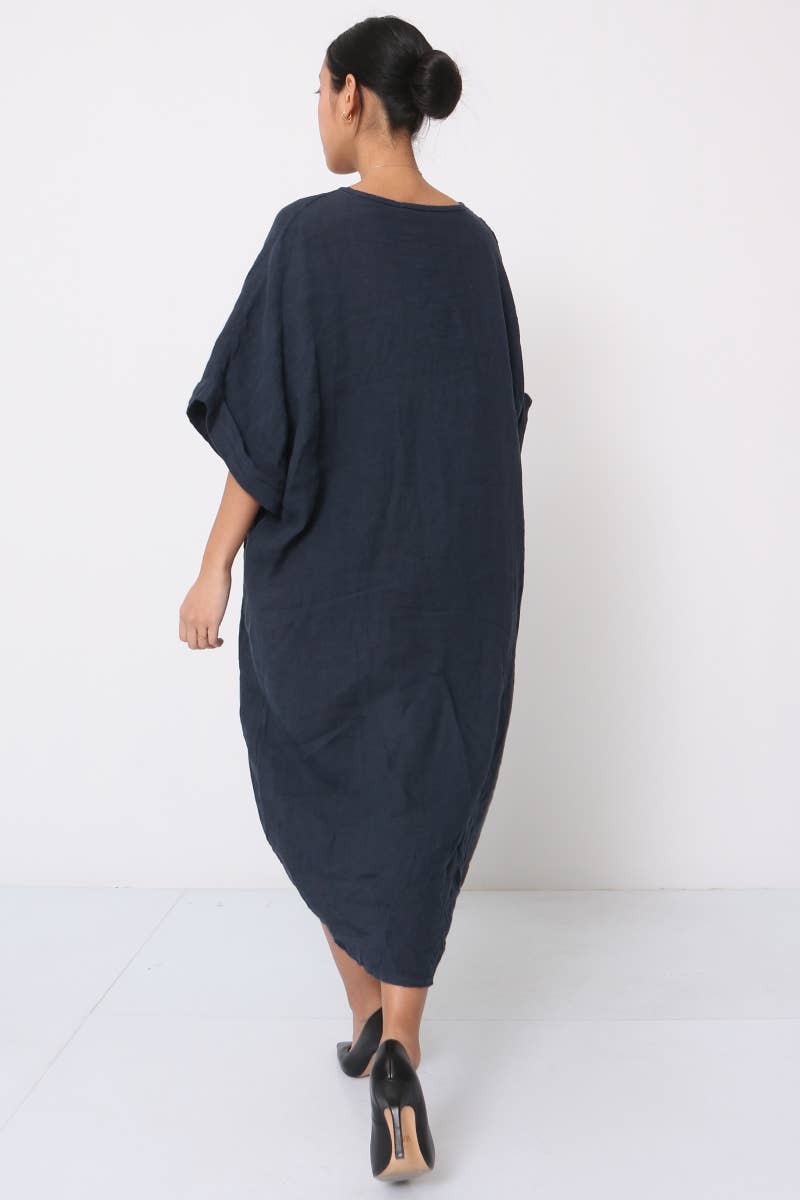 LÉA & LUC - Wholesale Dress - Women's - Long dress with V-neck 100% linen REF. 7185519