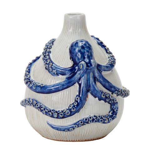 Blue & White Octopus Vase V107SW for wholesale by Continental Home