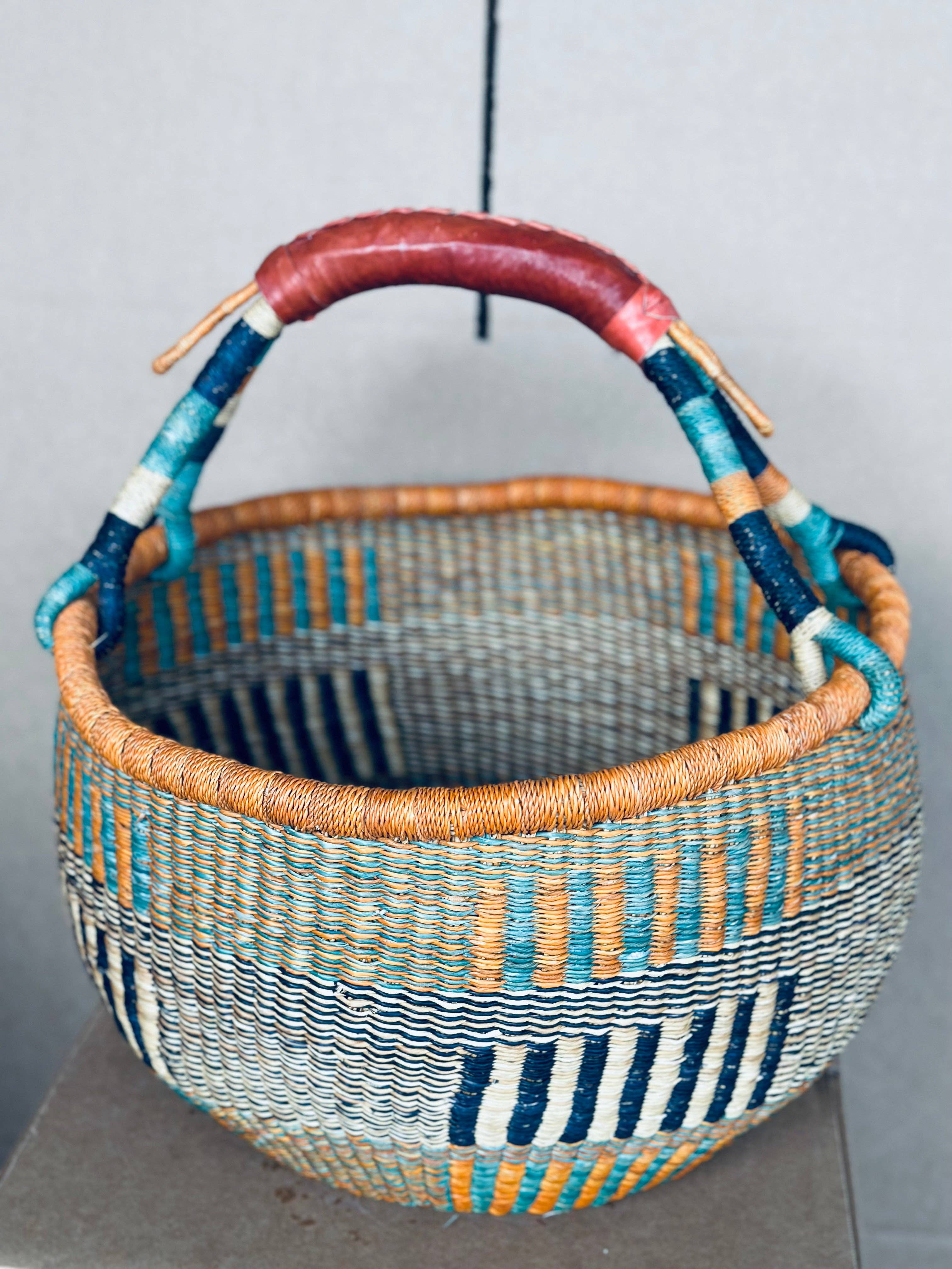 The African Home Goods – wholesale Basket – African Market Basket - Bolga Ghana Burnt Orange Basket - Large: 14-16" Across6