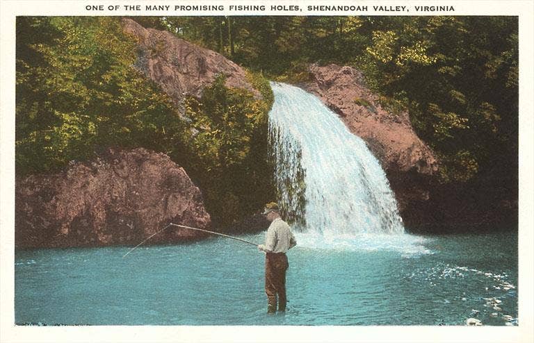 Found Image Press - Wholesale Art Print - Art Print VA-26 Fishing in the Shenandoah Valley
